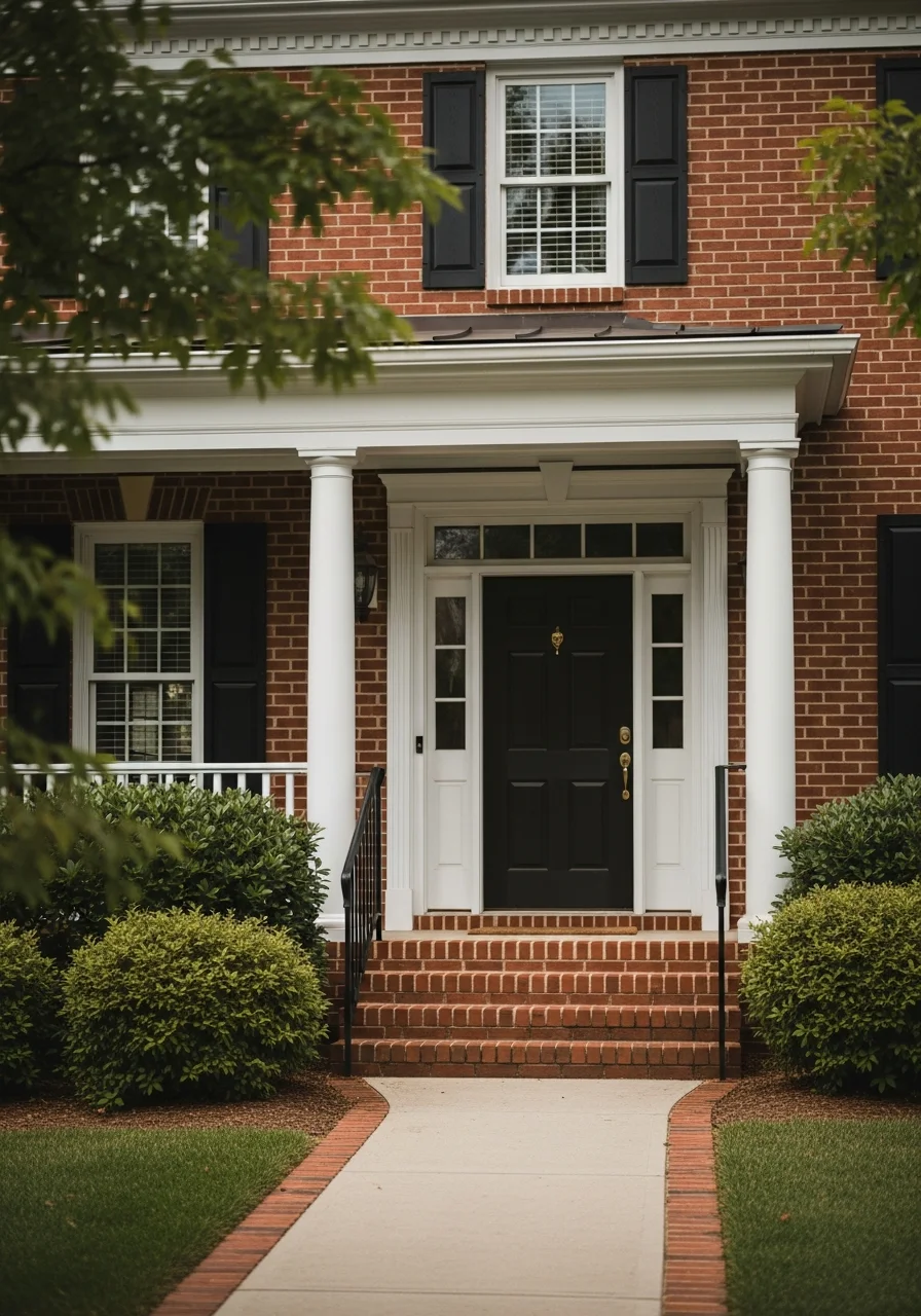 Fairfax home entrance with traditional architecture, welcoming front porch, and established landscaping.